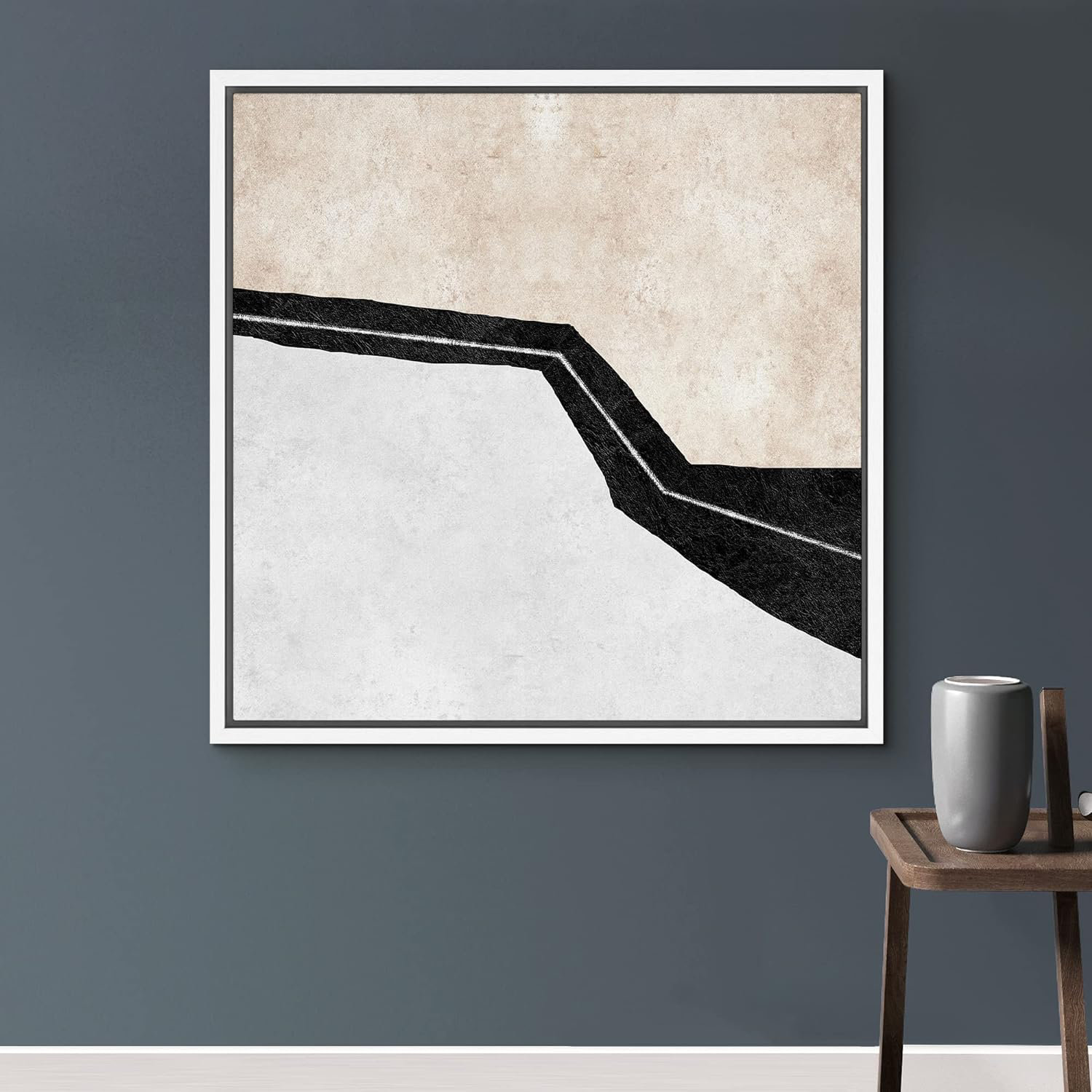 wall26 Pastel Black Tan Gray Color Landscape Abstract Shapes Neutral